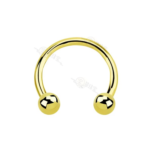 14G-16G 14K Solid Gold Circular Barbell Horseshoe Nose Hoops Ring Ball End Septum Piercing Jewelry 5/16