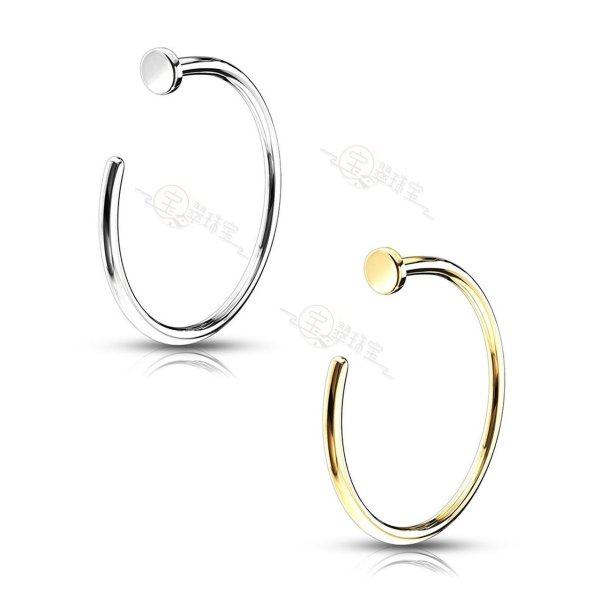 20G 18G Nose Rings Hoop 14K Solid Gold C-Shape Flat Disc Nose Piercing Jewelry 5/16-3/8