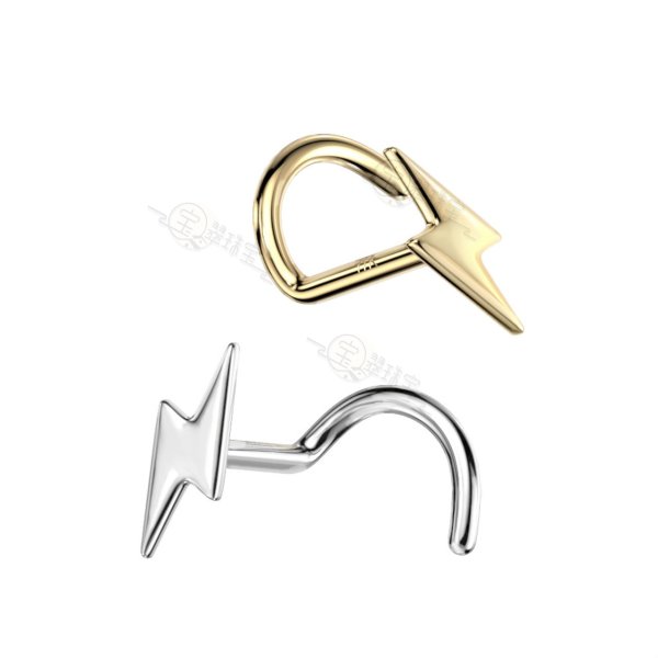 14K Solid Gold Lightning Nose Screw