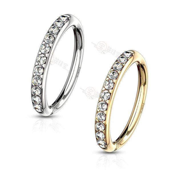 14K Gold CZ Paved Half Circle Bendable Hoop Rings For Ear Cartilage, Eyebrow, Nose 20ga 18ga 16ga