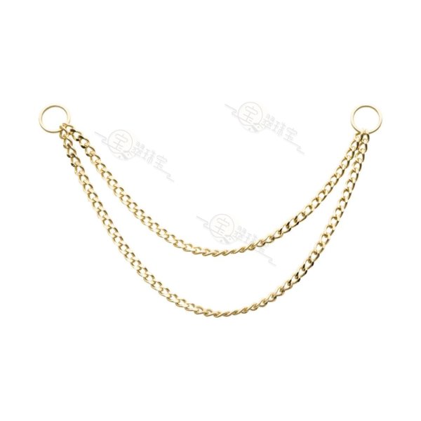 14K Yellow Gold 2 layers Curb Chain