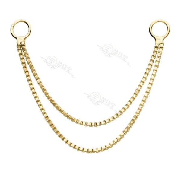 14K Yellow Gold 2 Layers Box Chain