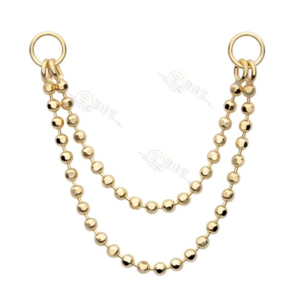 14K Yellow Gold 2 Layers Bead Chain