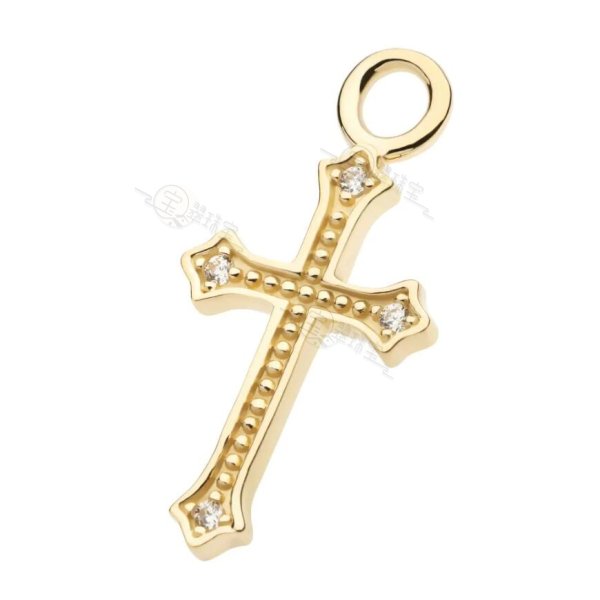 14K GOLD Cross With CZ Charm