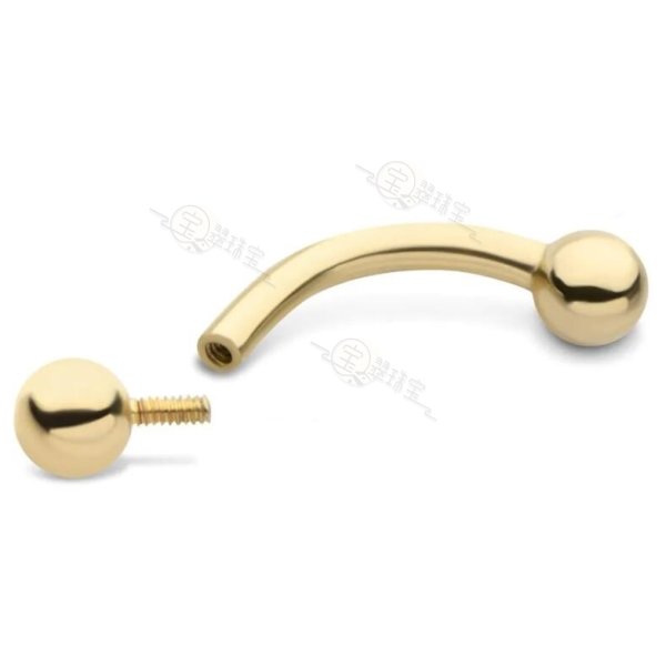 14K Gold Internally Threaded Curve 3mm ball end