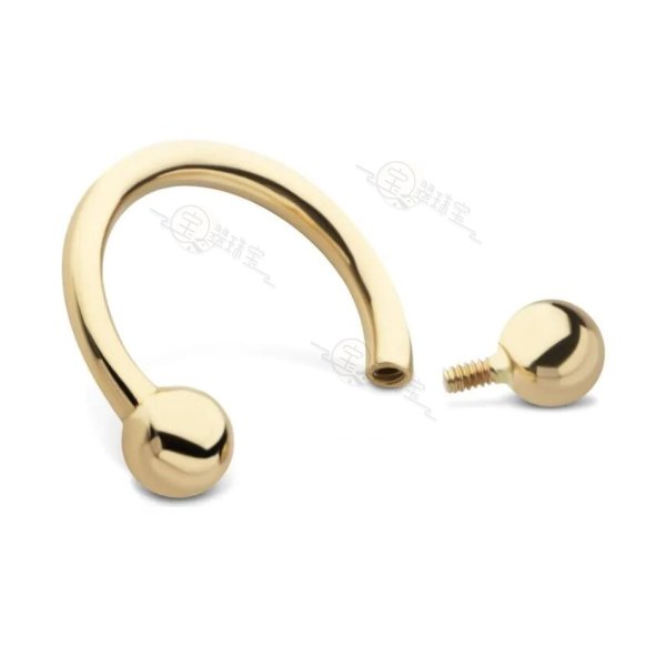 14K Gold Internally Threaded Horseshoe 3mm ball end