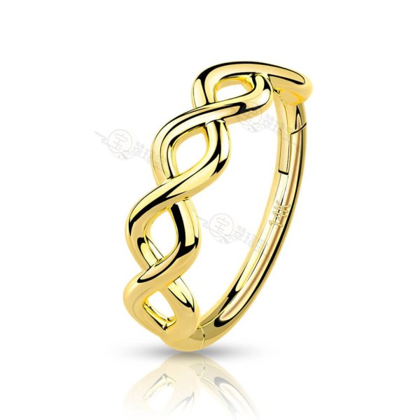 14K Gold Hinged Segment Hoop Ring with Side Facing Infinity Twist