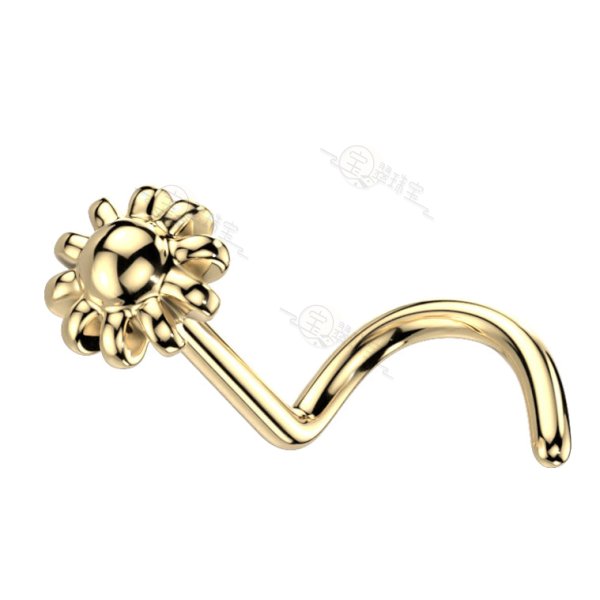 14K Solid Gold Daisy Nose Screw