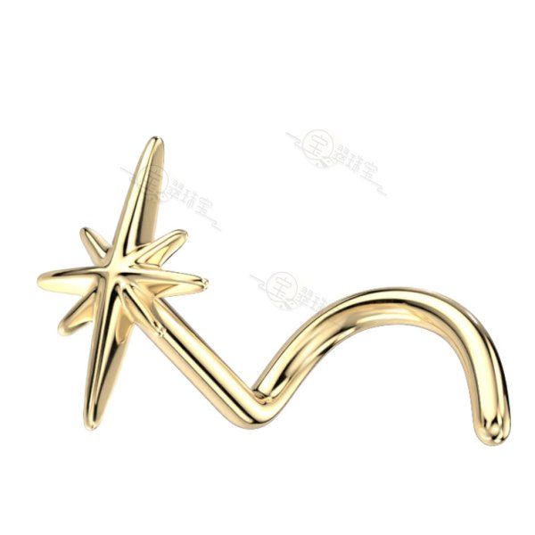 14K Solid Gold Twinkle Nose Screw