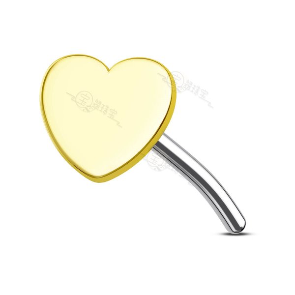 14K Solid Gold Heart Shape Threadless Top