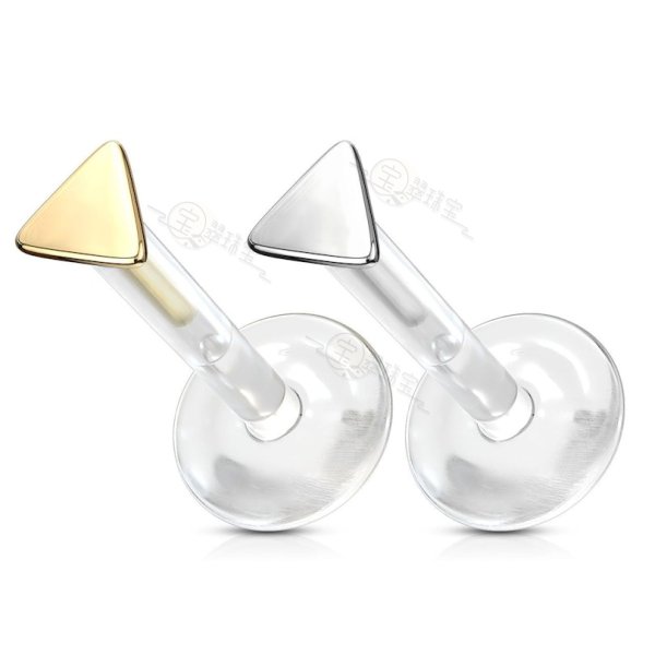 14K Solid Gold Bio Flex Flat Back Labret With Triangle Top