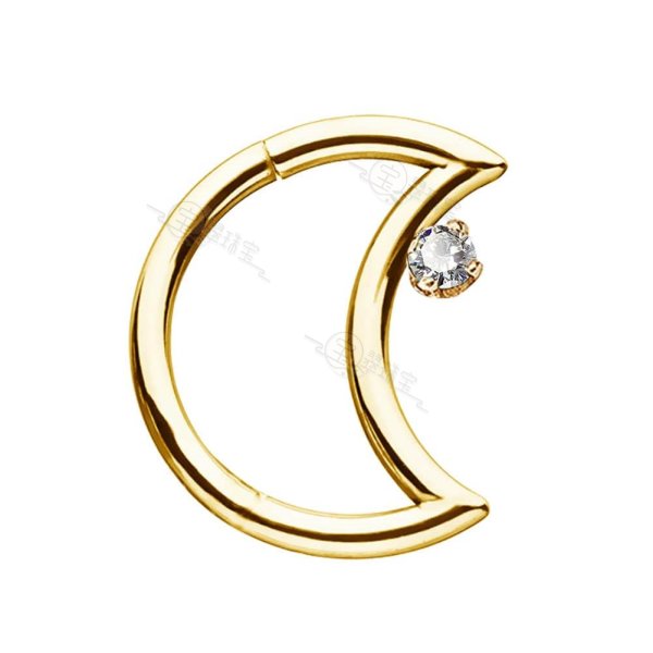 14K Gold 16G Moon Minimalist Daith Earring