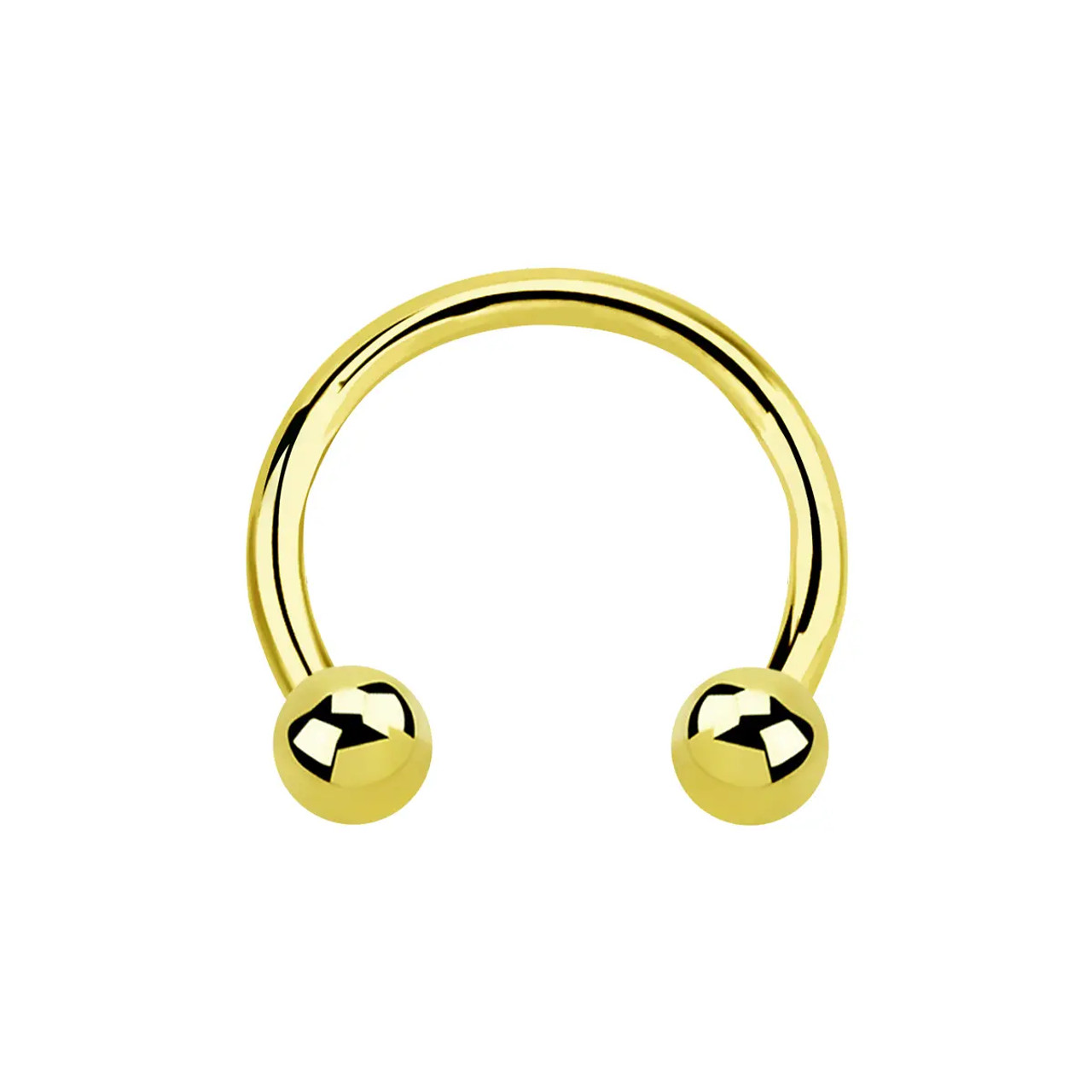 14G-16G 14K Solid Gold Circular Barbell Horseshoe Nose Hoops Ring Ball End Septum Piercing Jewelry 5/16