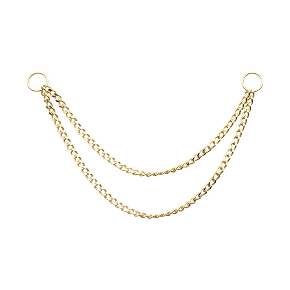 14K Yellow Gold 2 layers Curb Chain
