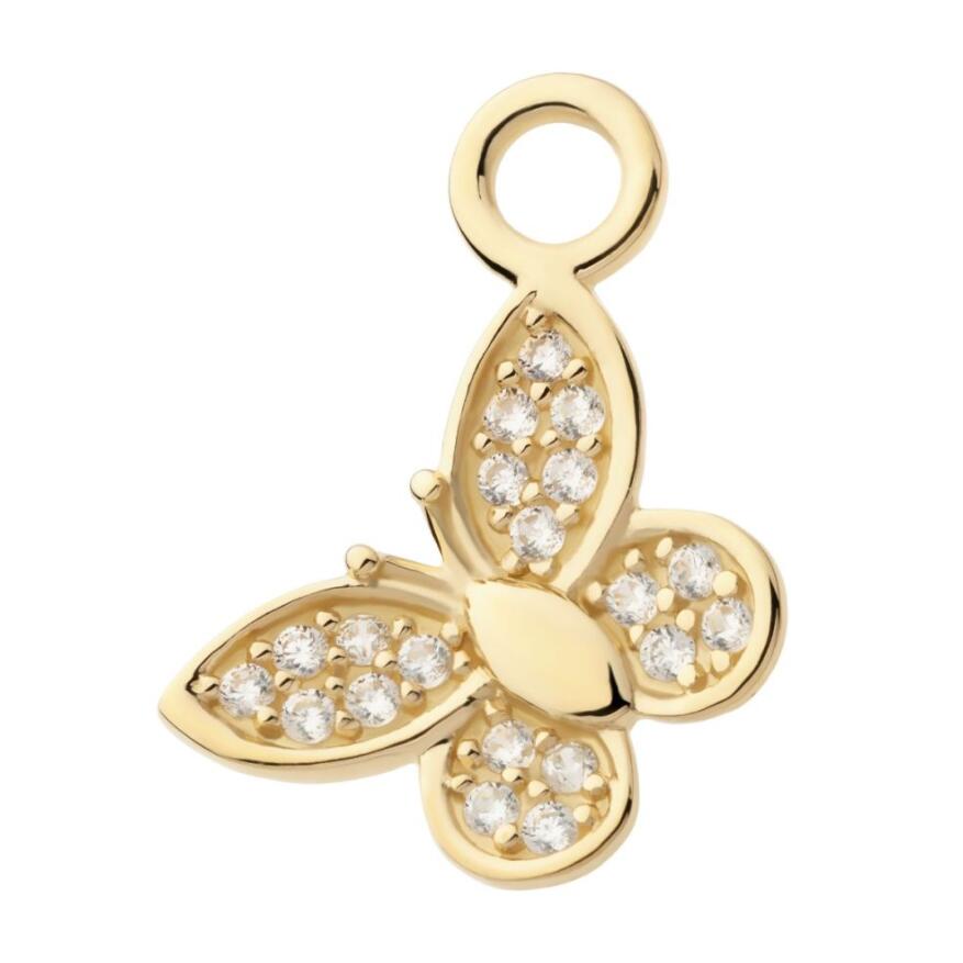 14K Gold Butterfly With CZ Charm